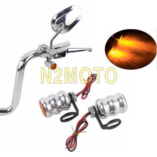 2 Pair Street Bikes Motorcycle LED Handlebar Control Mount Turn Signals Indicators Universal for Harley Cruiser Honda Kawasaki