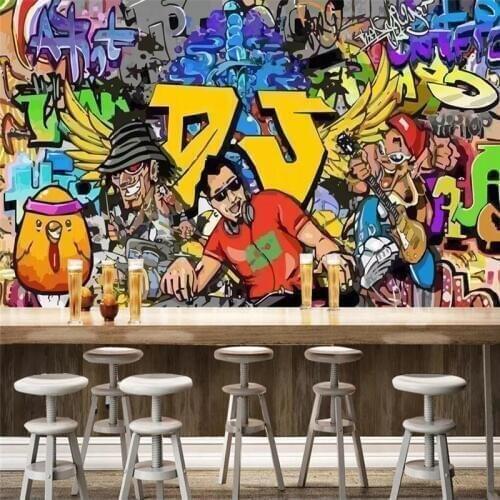 Alphabet graffiti bar KTV background wall professional production mural factory wholesale wallpaper mural poster photo wall