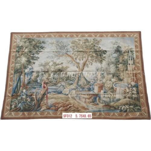 Free Shipping 100% 5.75'X8.65' French Aubusson Tapestry Handwoven wall haning tapestry, Gobelin tapestry