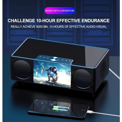 SOAIYHome theater Bluetooth Speaker 4.3"Display Wireless Stereo Sound Subwoofer Speaker portable audio system 8000mAH Power Bank