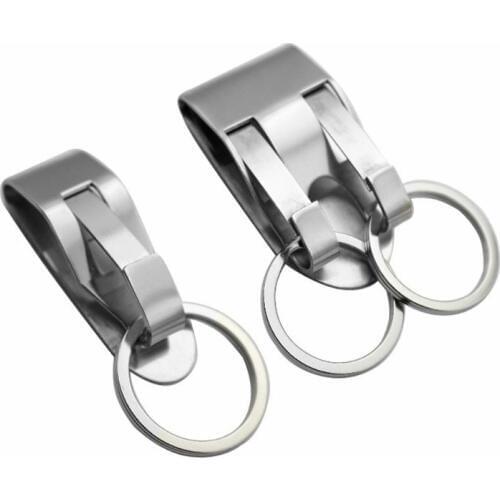 Stainless Steel Keyring Security Clip On Heavy Duty Belt Key Clip Belt Keychain 2 Detachable Keyrings Belt Key Holder