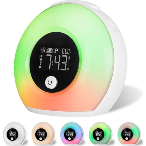 BIEMLERFN Alarm Clock Music Wake Up Light Bluetooth-compatible Speakers Dimmable Color Changing Night Light for Heavy Sleepers