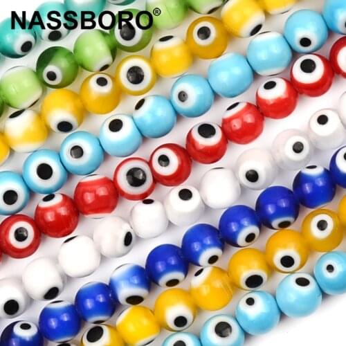 4/6/8/10/12mm Colorful Round Shape Evil Eye Beads Loose Lampwork Glazed Glass Beads for Bracelet Necklace DIY Jewelry Making