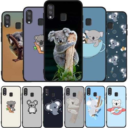 Animal Koala Cute Koala Black Phone Case For Samsung Galaxy A71 A51 A41 A31 A20E A10 A20 A40 A50 A70 M30S M20 A7 A8 A9 2018