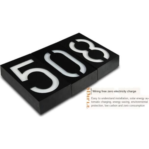 House Number Doorplate Digital Solar Light LED Door Number Address Digits Wall Mount Number For Home With Battery