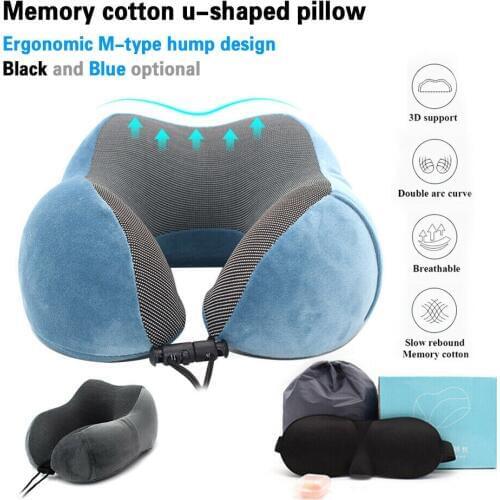 U-Shape Travel Pillow Memory Foam Neck Pillows For Airplane Slow Rebound Space Pillow Comfortable Pillows For Sleep Relax