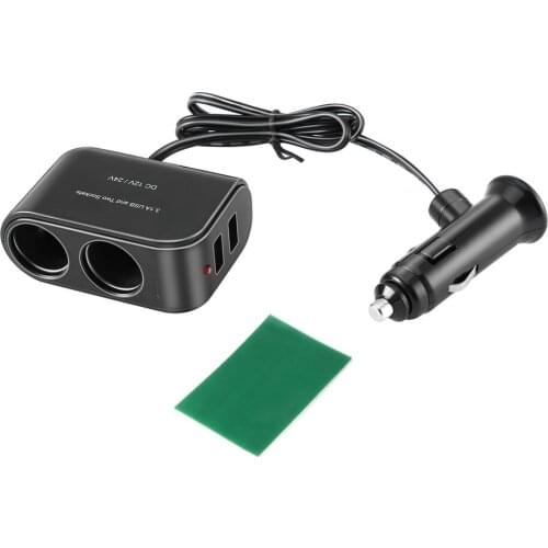 2 Way Car Cigarette Lighter +LED Light Switch Auto Socket Splitter Charger USB 12V/24V vehicle lighter adapter