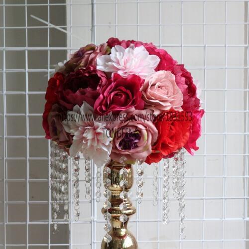 Hot 30cm 10pcs/lot Artificial wedding road lead flower ball Wedding table flowers Foam Center flower decoration ball TONGFENG