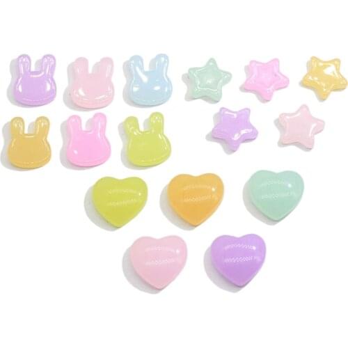 Cute Cartoon Animals Rabbit Heart Star Resin Flatback Cabochon for Jewelry DIY Making