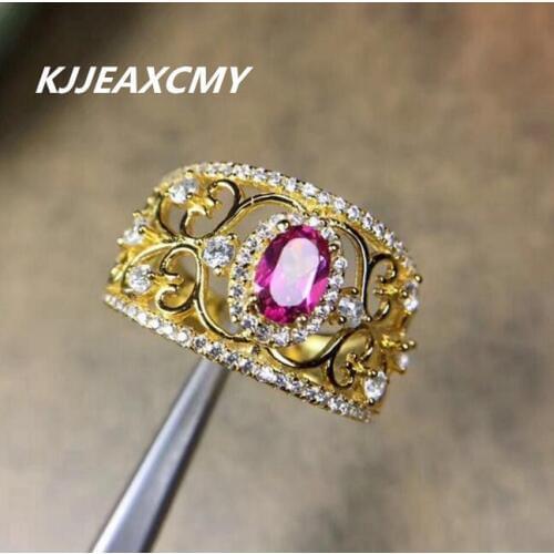 KJJEAXCMY Natural Red Topaz Ring S925 sterling plated 18K gold silver jewelry wholesale jewelry