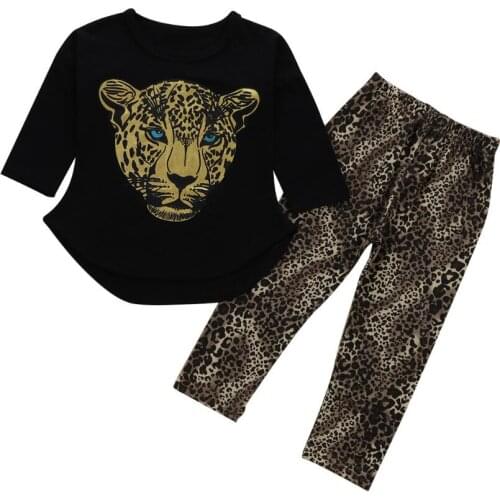 Girls Clothing Set Toddler Leopard Pattern Girls Clothes Autumn Baby Kids Clothing Full Sleeve T Shirt+Pants Fashion 2pcs Suit
