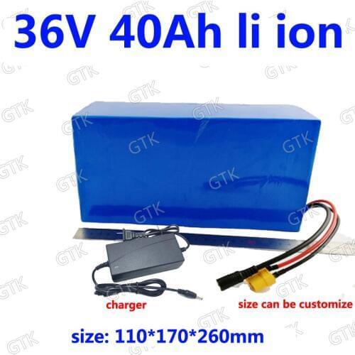 GTK 36v 40Ah lithium ion battery 18650 BMS 10S li ion for 1500W 2000w E-Bike scooter bicycle Tricycle inverter AVG + 5A charger