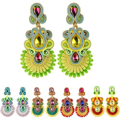 Fashion Boho Soutache earrings Women Sutasz jewelry Large Drop Earring Ethnic Accessories Luxury Earrings Piercing Birthday gift