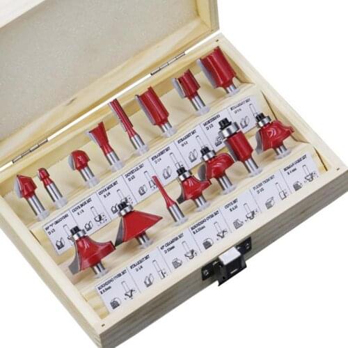 15PCS Woodworking Milling Cutter Set Durable Cutting Tools Wood Bits Tungsten Carbide Cutting Woodworking Trimming