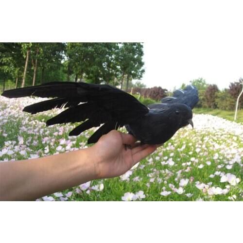 New creative simulation wings crow model foam&furs black bird doll gift about 25cm 1802