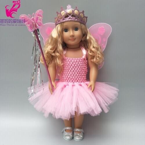 Doll Clothes for 43cm Baby Doll Butterfly Dress for 18" Doll Dress Shoes Magic Wand Accessories