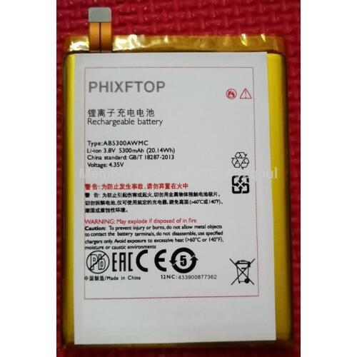 PHIXFTOP Original AB5300AWMC battery For PHILIPS W6610 cellphone AB5300AWMT for Xenium CTW6610 Mobile phone 4.35V 5300MAH