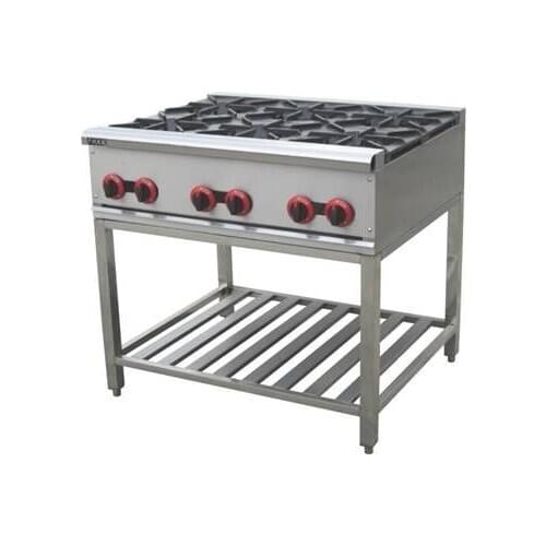 Freestanding Gas Range with 6 burners vertical commericial Gas Fryer multi-cooker gas cooktop