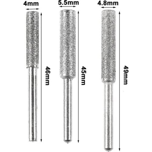 Chainsaw Sharpener saw 5PCS diamond-coated cylindrical burr 4mm stone file chain saw grinding engraving grinding tool