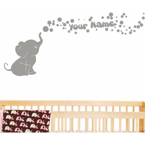 POOMOO Wall Decals Elephant Blowing Bubbles Baby Wall Decal Vinyl Wall Nursery Room Decor 60cmx127cm