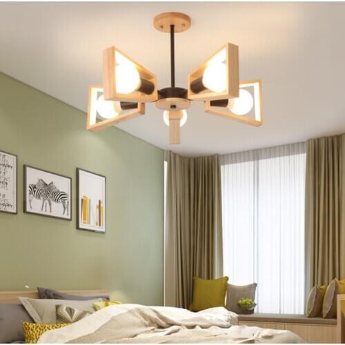 LED modern chandelier light Rotatable Wood Lampshade hanglamp for living room bedroom Nordic loft chandeliers lighting Fixture