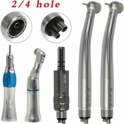 Dental Low Speed Handpiece Contra Angle & Straight & 2/4Air Motor &2pcs High LED Fiber Optic
