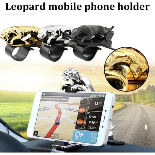 Leopard Shaped Phone Holder for Car Dashboard Adhesive Spring Cell Phone Clip Mount Stand for Auto Windshield Dash LI