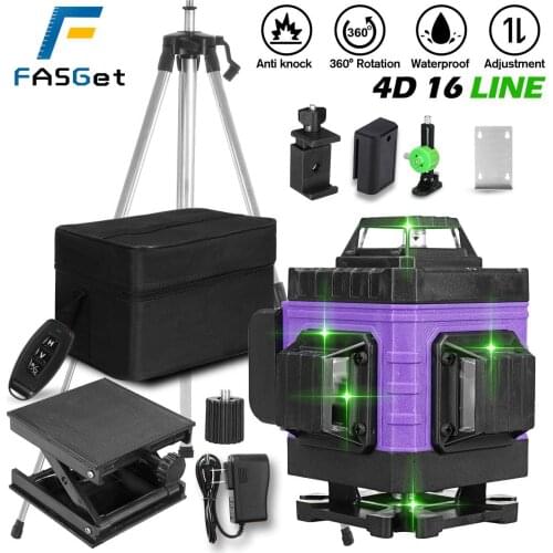 FASGet 8/12/16 Lines 3/4D Laser Level Level Self-Leveling 360 Horizontal And Vertical Cross Super Powerful Green Laser Level