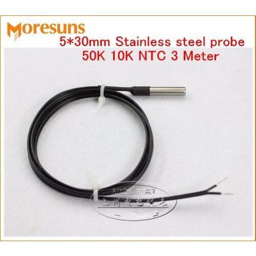 Fast Free Ship 10pcs/lot 3 Meter 50K 10K NTC thermistor waterproof temperature sensor temperature probe 5*30mm TN99 T2N99 7016