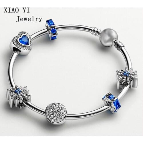 XIAOYI jewelry 100% s925 11 new blue retro Christmas fireworks star gem bracelet gift for women gentle lovely