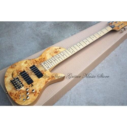 Order booking 5 string guitar bass ,ASH body,burl maple veneer,HH pickups,gold button,neck through body,5 strings bass