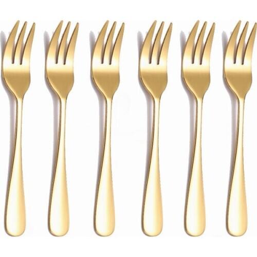 Gold Tableware Set Stainless Steel Cutlery Set Gold Cutlery Set 6 Piece Tea Forks Kitchen Fork Eco Friendly Dropshipping
