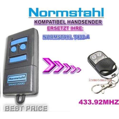 2pieces Normstahl T433-4 compatible replacement remote control 433,92Mhz Rolling code good