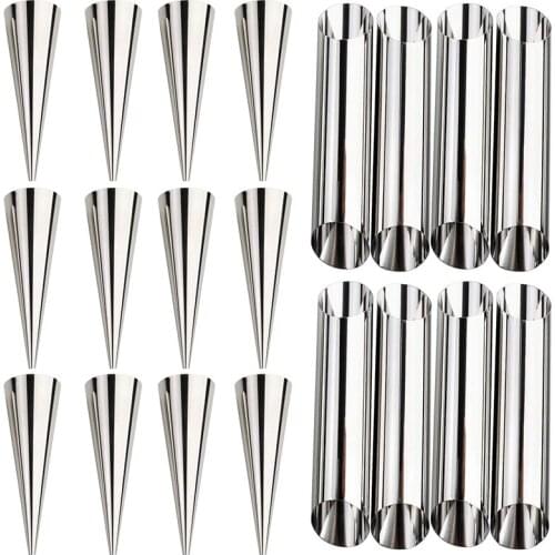 20 Pcs Cream Horn Molds Stainless Steel Cone Tubular Shaped Mold for Cannoli Tubes Croissant (Cream Cone)