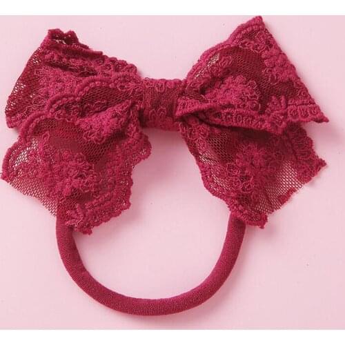 3 Colors Solid Lace Hair Bow Nylon Headbands Girls Knot Bow Headband,Baby Girls Fabric Hair Bow Nylon Hair Band Hair Accessories