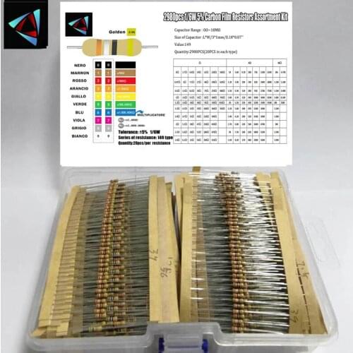 1/6W 1% 1R~1Mohm 43ValuesX20PCS=860PCS Resistor Metal Film Resistor Assorted Kit, Sample bag