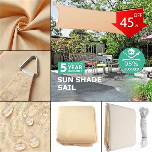 300D Waterproof Sun Shade Polyester Square Rectangle Shade Sail Garden Shelter Canopy Swimming Camping Hiking Yard Sail Awning