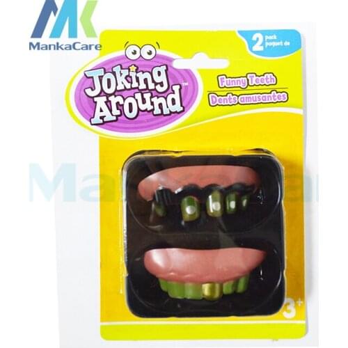 5 Plastic case = 10 pcs Dental toy New arrival halloween decoration Funny Denture Set Buck tooth False Teeth Party Ball Supplies