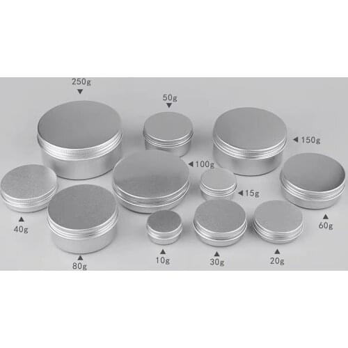 5Pcs Tin box Refillable Containers Aluminum Small Tins Cosmetic Storage Jars Empty Screw Top Cream Sample Containers 5ml-50ml