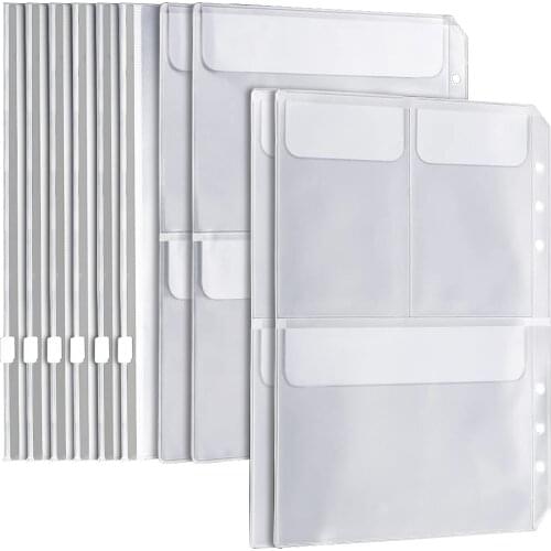 A5 6 Ring Binder Pockets(3 Types)- 6pcs Zip Lock Envelope and 2-Pocket Binder Bag and 3-Separate Pocket for Filofax Organizer
