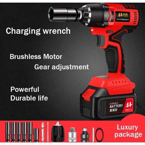 Brushless Electric Wrench Lithium Battery Rechargeable Wrench High Torque Impact Auto Repair Rack Sleeve Jackhammer
