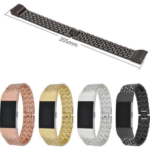 Stainless Steel Band for Fitbit Charge2 Wrist Bracelet Replacement Strap for Fitbit Charge 2 with Rhinestone for 160-210mm Wrist