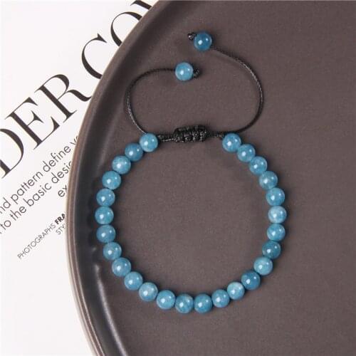 Natural Stone Blue Amazonite Angelite Stone Beads Bracelet 6mm Quartz Beaded Braided Bracelet for Women Female Energy Jewelry