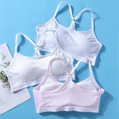 Girls Bra Teen Underwear Cotton Training Bra Breathable Mesh Kids Tops Crop Solid Color Teenager Clothes Puberty Vest 2021