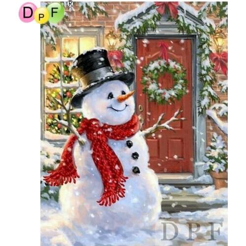 DPF diamond embroidery The door of the snowman diamond painting cross stitch crafts diamond mosaic square rhinestone home decor
