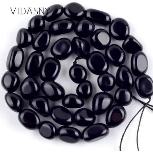 Natural Irregular Smooth Black Agates Beads For Jewelry Making 8-10mm Spacer Loose Stone Beads Diy Bracelet Necklace 15