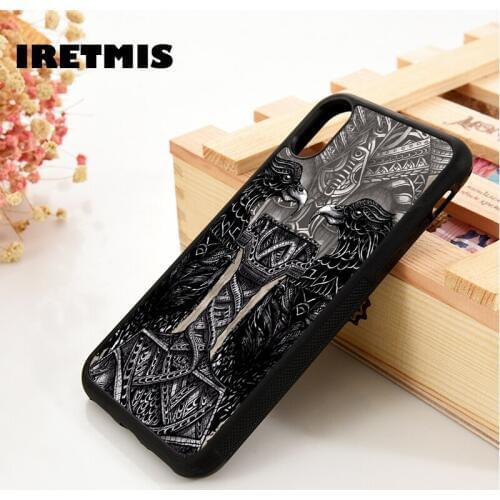 Iretmis 5 5S SE 6 6S phone case cover for iPhone 7 8 plus X Xs 11 Pro Max XR Viking Thors hammer thor thunder god crow odin