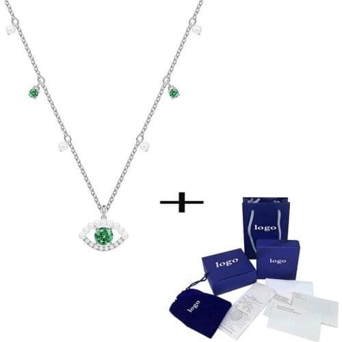 Exquisite Green Magic Eye Pearl Necklace Elegant Personality Womens Jewelry Send Girlfriend Anniversary Gift