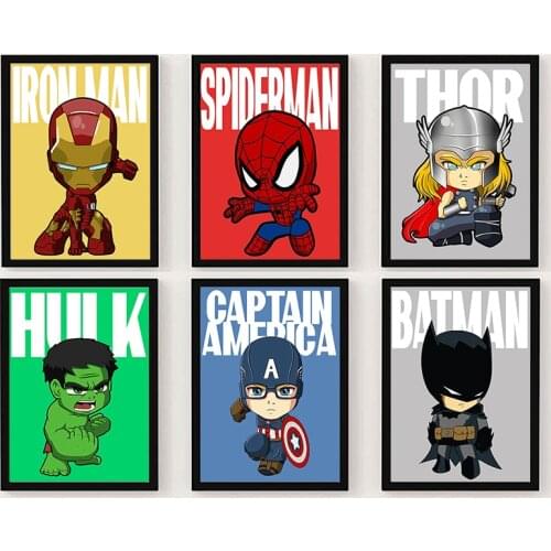 Marvel Avengers Canvas Painting Cartoon Superheroes Poster Iron Man Wall Art for Kids Room Decoration Pictures Home Decor