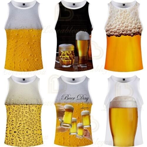 Beer Day 3d Print Cool Tank Tops Hot Summer Beach Sleeveless Hipster Hip Hop Streetwear Top Women and Men Unisex Clothes